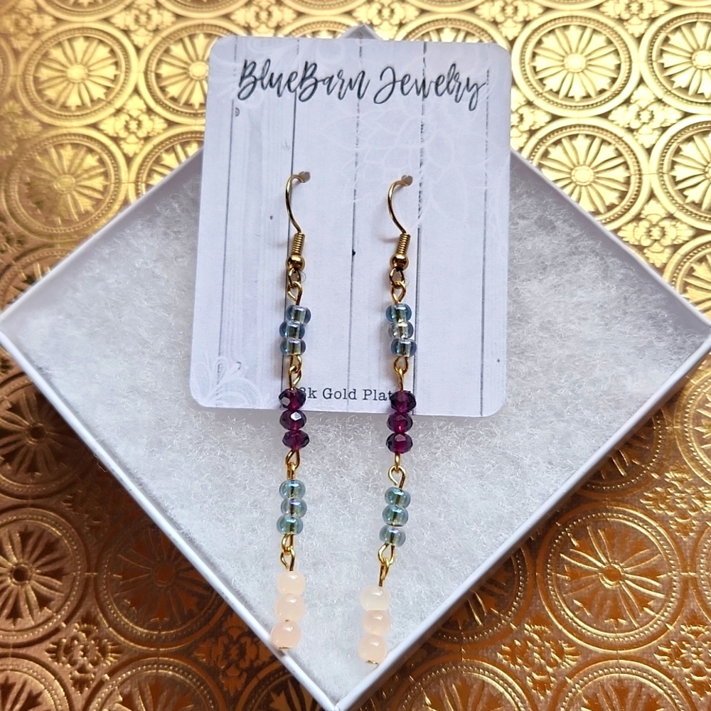 Handmade Long Dangle Earrings - 18k Gold Plated
